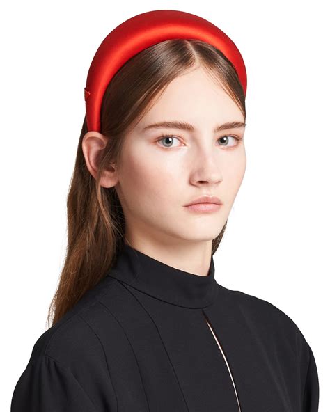 prada large satin headband|Fiery Red Satin Headband .